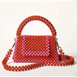 Kate Spade x Target Colorblock Beaded Crossbody Bag Red Pink Novelty
